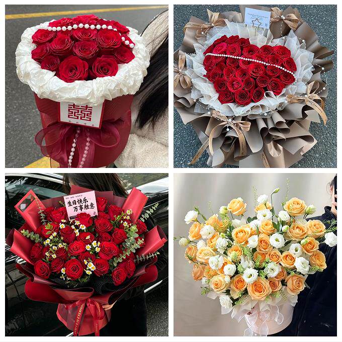 520玫瑰花束礼盒送女友上海市奉贤海港综合经济开发区同城鲜花店