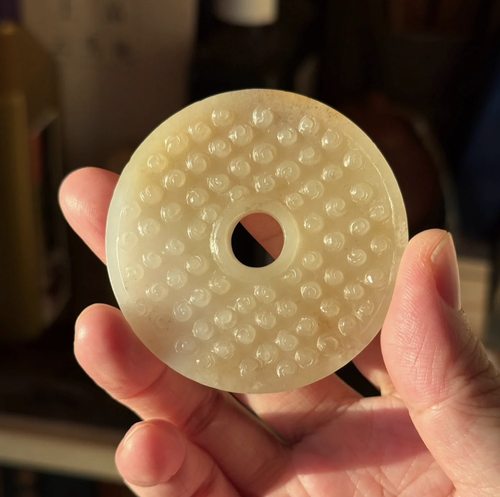 【谢钰儿】新疆和田玉籽料糖沁仿古玉壁