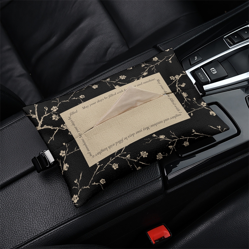 奶油风中古风车载纸巾盒抽纸盒车内挂式纸巾套扶手箱遮阳板通用奔