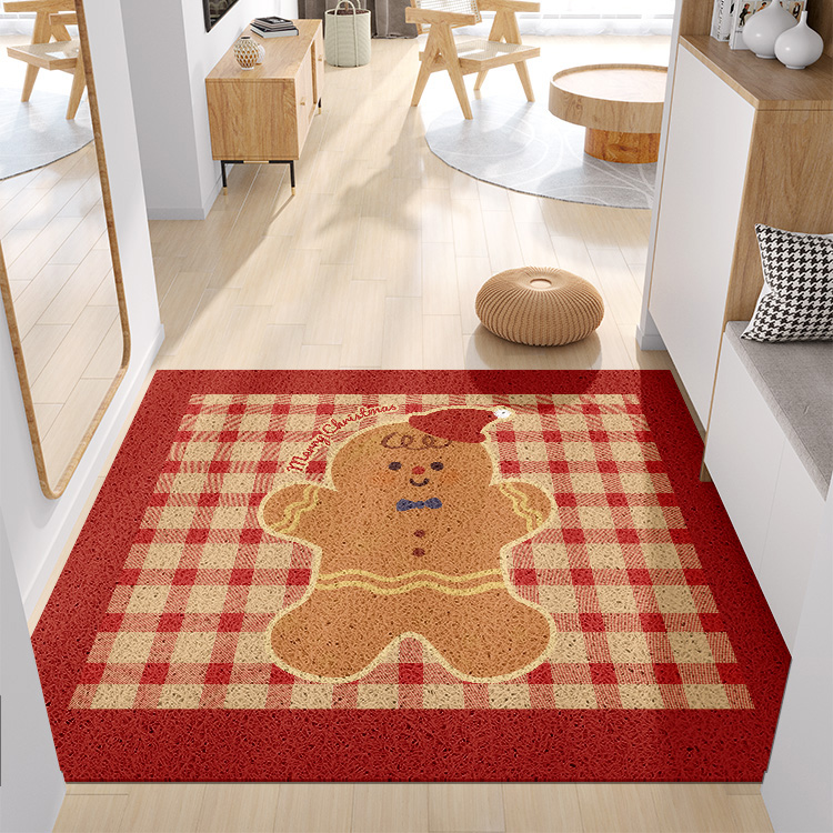 可爱姜饼人入户门丝圈地垫超大门垫门厅大门口地毯进门脚垫古典风