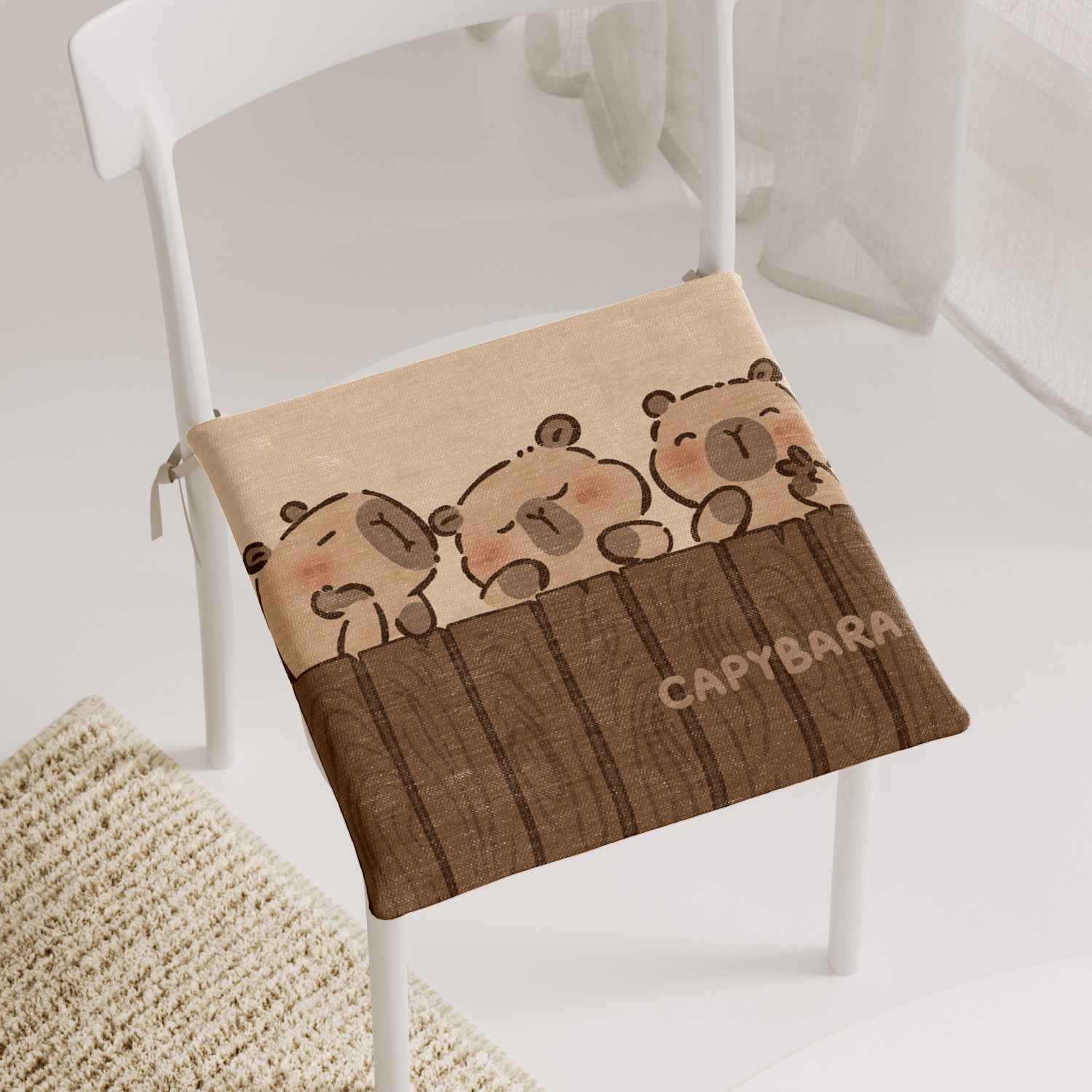 卡皮巴拉坐垫椅子垫办公室久坐椅垫学生凳子屁股垫餐椅垫子家用