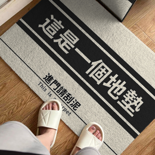 原素地垫入户门丝圈进门趣味文字防滑脚垫客厅玄关耐脏可裁剪地毯