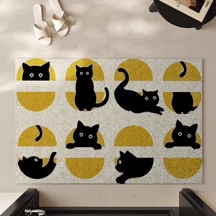 原素简约可爱猫咪进门地垫入户门口室外防滑脚垫丝圈耐脏除尘地毯