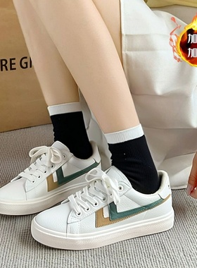 双星小白鞋女2025新款秋冬女鞋厚底百搭二棉鞋加绒加厚女款板鞋子