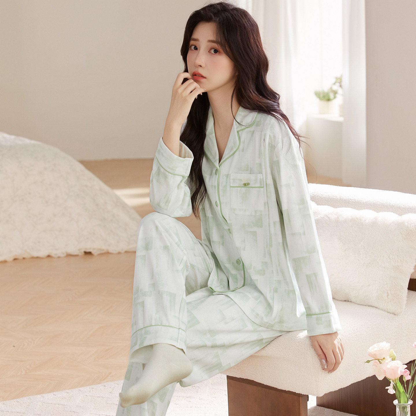 春秋冬月子服纯棉产妇拉链哺乳口