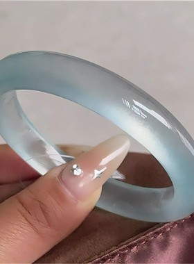 冰透蓝水天青冻海蓝玉翡翠色玉镯