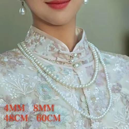 配旗袍的珍珠项链双层两层女复古宫廷配饰品旅游法式毛衣链锁骨链