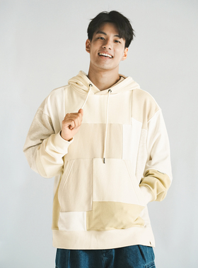 adlib香港 春秋新款日常男女情侣款拼布有帽百搭长袖卫衣 SW474