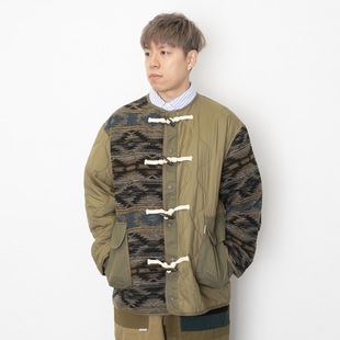 adlib香港潮牌男士春秋军绿色民族防泼水拼布间棉外套夹克 JK369