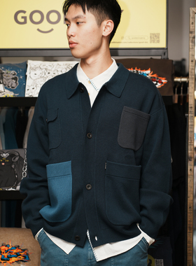 adlib香港 潮牌男女同款多口袋工装针织冷长袖开衫外套 CD109