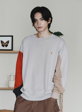 adlib香港 美式复古休闲可爱柴犬P仔绣花拼色圆领长袖卫衣 SW481