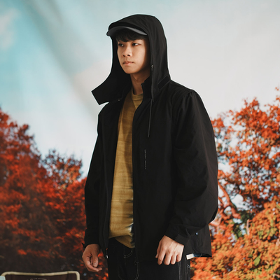 可脱卸帽春秋冬宽松型夹克