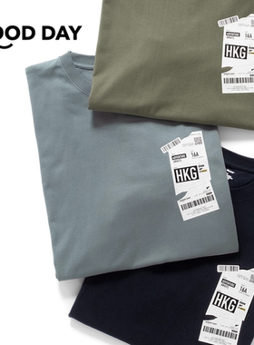 adlib香港 潮牌新款男女宽松机票趣味图案印花纯棉短袖ZT898