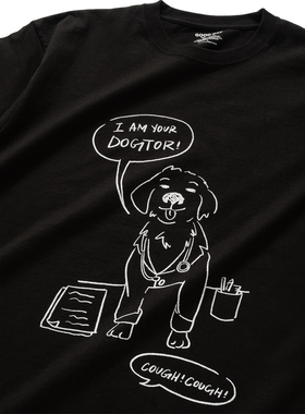 adlib 美式嘻哈圆筒夏季男女款DOGTOR印花图案纯棉短袖T恤 ZT1531