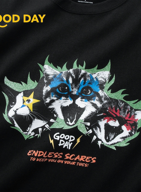 adlib香港美式圆领夏季趣味Endless Scares图案印花短袖ZT1769