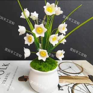 铃兰花开幸福归来 成品手工制作铃兰花小盆栽桌面摆件生日礼物