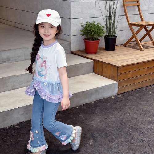 夏季甜美女童卡通印花短袖T恤