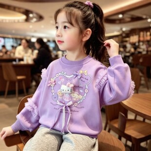 女童春秋季卫衣2026新款儿童韩版卡通时尚洋气上衣女孩宝宝套头衫
