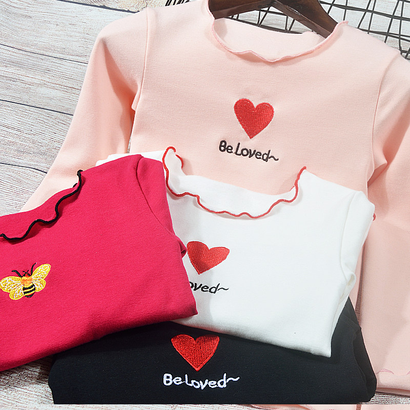 2024秋装新款纯棉女童打底衫女宝宝韩版上衣修身童装长袖T恤圆领