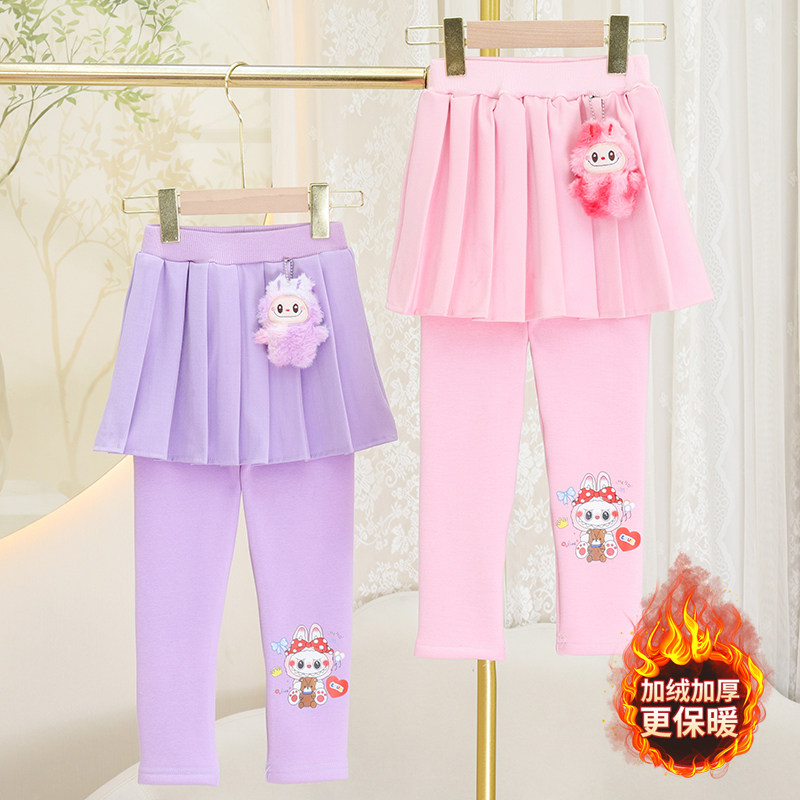 2025新款女童时尚百褶打底裤秋冬加绒加厚外穿裙裤公主假两件儿童,童装/婴儿装/亲子装,裤子,淘宝优惠券,粉丝福利购,淘宝优惠卷