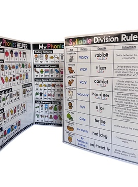 英语自然拼读规则速查卡 phonics folder 英语发音辅助学习折页