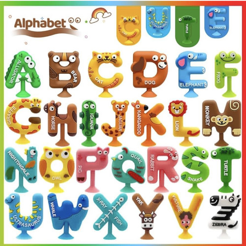 卡通动物英语26个字母吸盘玩具早教解压儿童英文字母益智