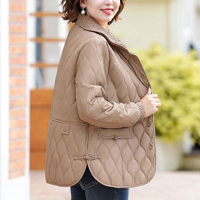 轻薄小棉袄短款中老年洋气妈妈轻