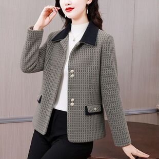 高档女外套小香风气质高贵妈妈装收腰显瘦外穿上衣富婆女装夹克衫