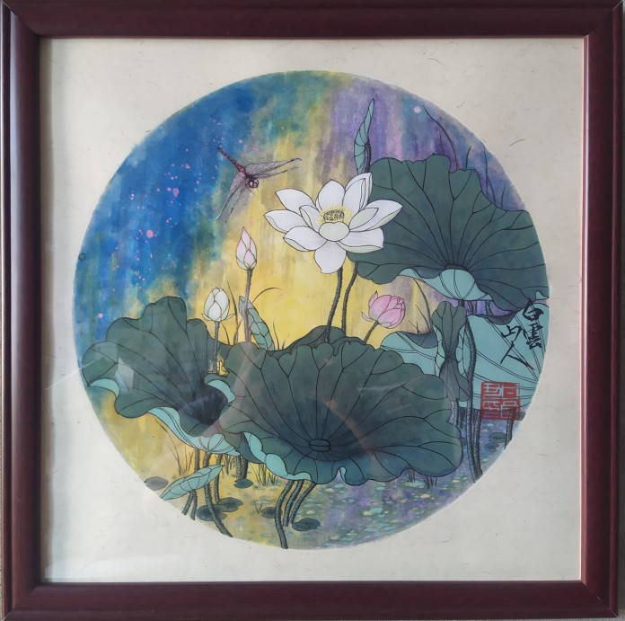 纯手工手绘中国风荷花蜻蜓国画家居书房客厅房间装饰画来图定制图片