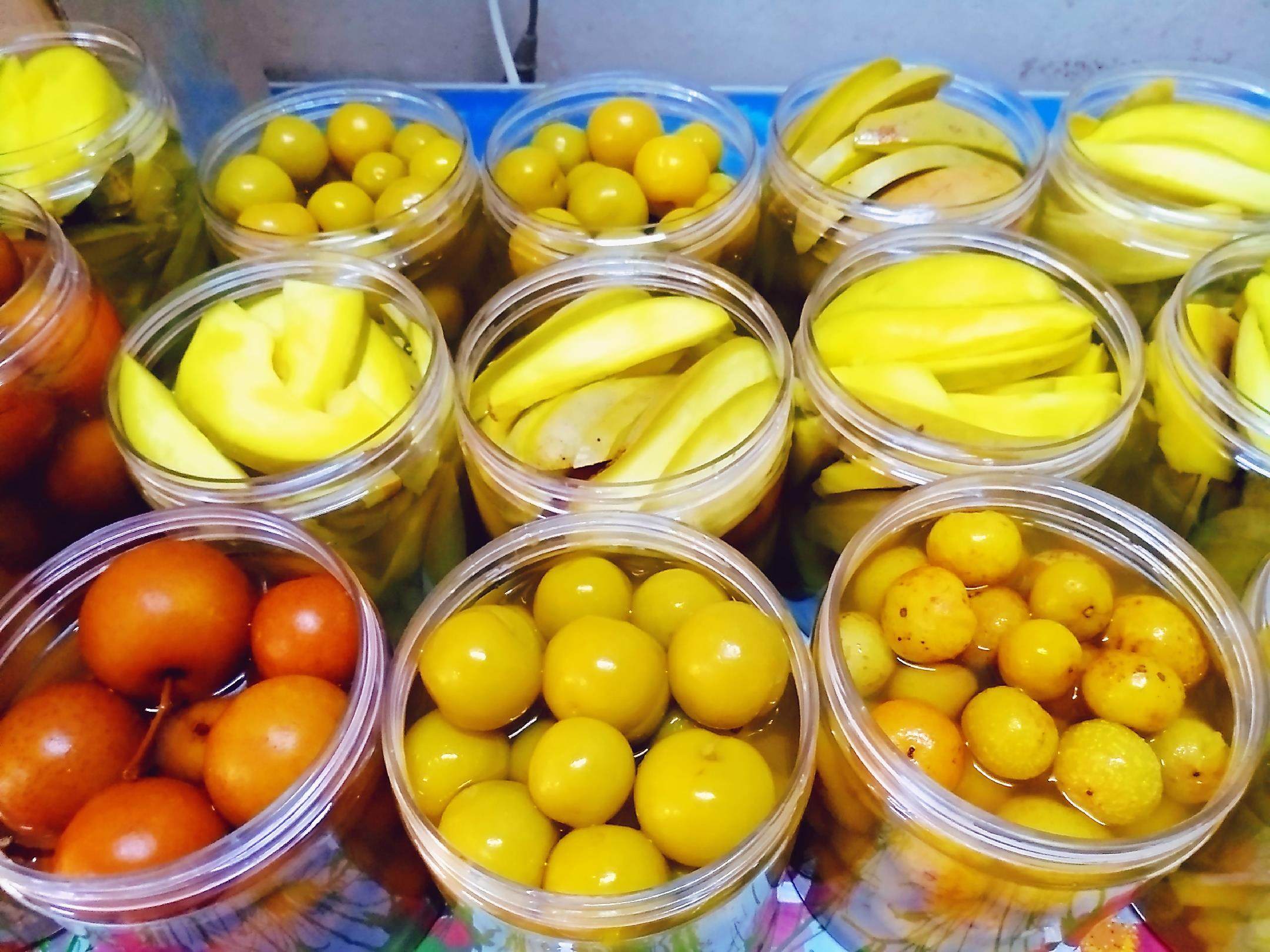 潮汕腌制水果油柑鸟梨桃子芒果梅子李子水泡鲜果手工制作500g