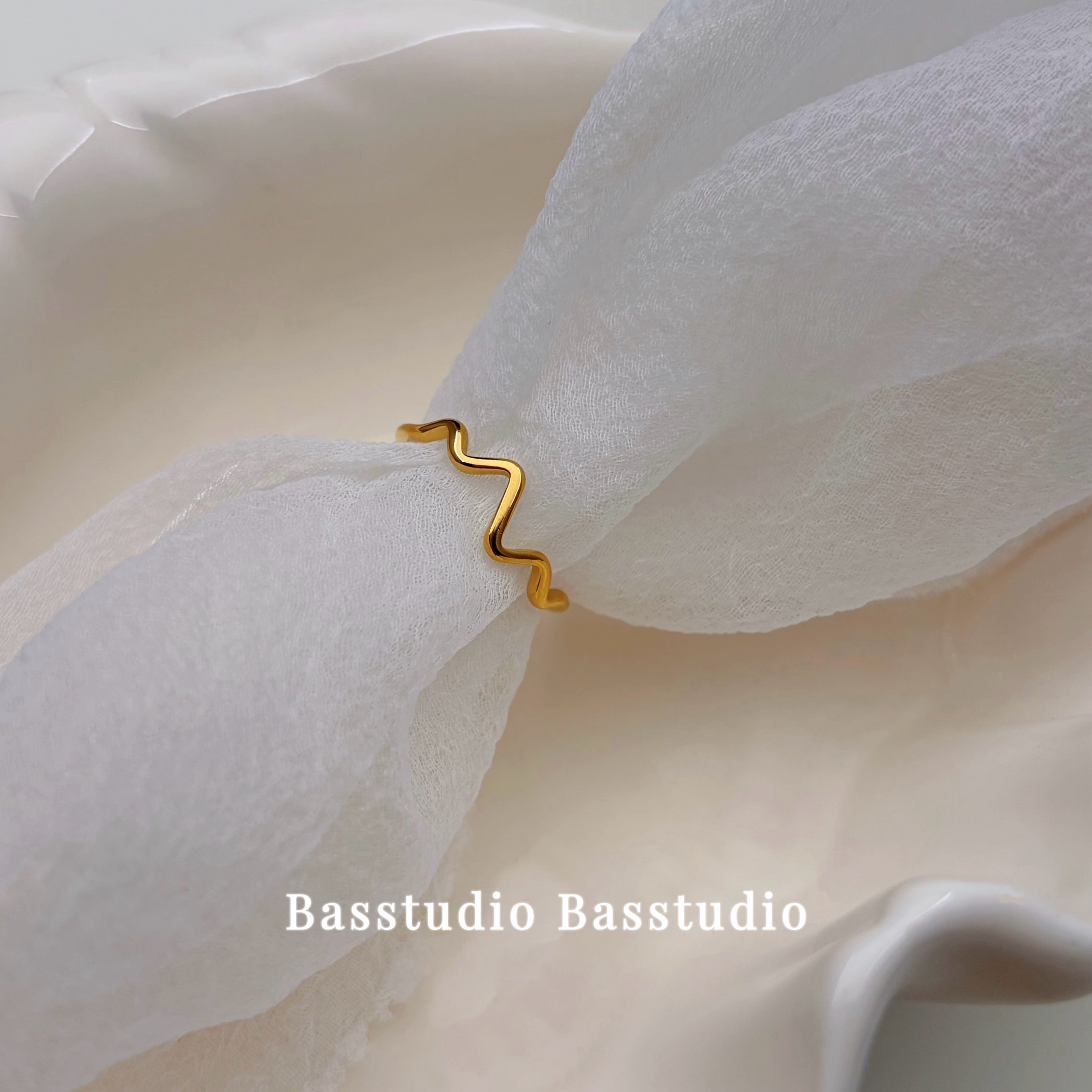 Basstudio简约素圈心电戒指/指环