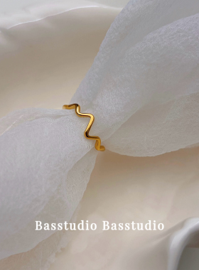 Basstudio简约素圈心电图波浪钛钢戒指女轻奢网红百搭时尚不掉色