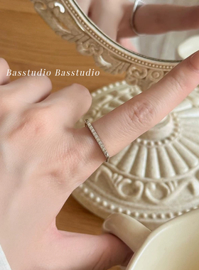 Basstudio原创小众设计方形戒指女简约百搭高级感指环钛钢不掉色