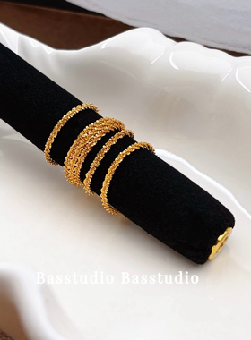 Basstudio 韩版简约波光粼粼戒指女小众设计满天星指环网红冷淡风