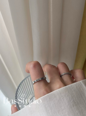 BasStudio 简约高级感三颗钻钛钢戒指可水洗不易掉色叠戴食指戒女