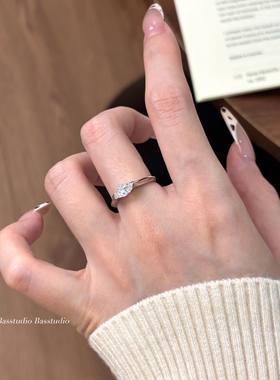 Basstudio 不掉色马眼钻戒指秋冬小众设计高级感轻奢百搭时尚指环