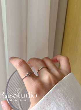 BasStudio 洗手不用摘情侣戒指打结爱心戒指不掉色简约精致素戒指