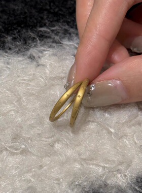 Basstudio不掉色星星哑光磨砂钛钢戒指女百搭小众复古简约食指戒