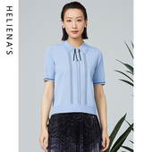 法式 新款 v领薄款 海兰丝开衫 短袖 针织上衣女23秋季 打底衫 H231KP09