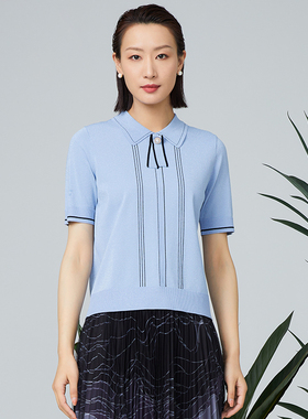 海兰丝开衫法式v领薄款短袖针织上衣女23秋季新款打底衫 H231KP09