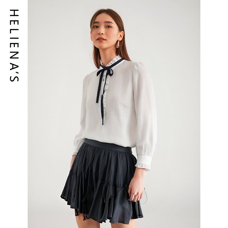 海兰丝雪纺衬衫飘带时尚