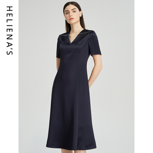 海兰丝2024商场同款连衣裙 轻礼服小黑裙夏季新款气质V领设计感