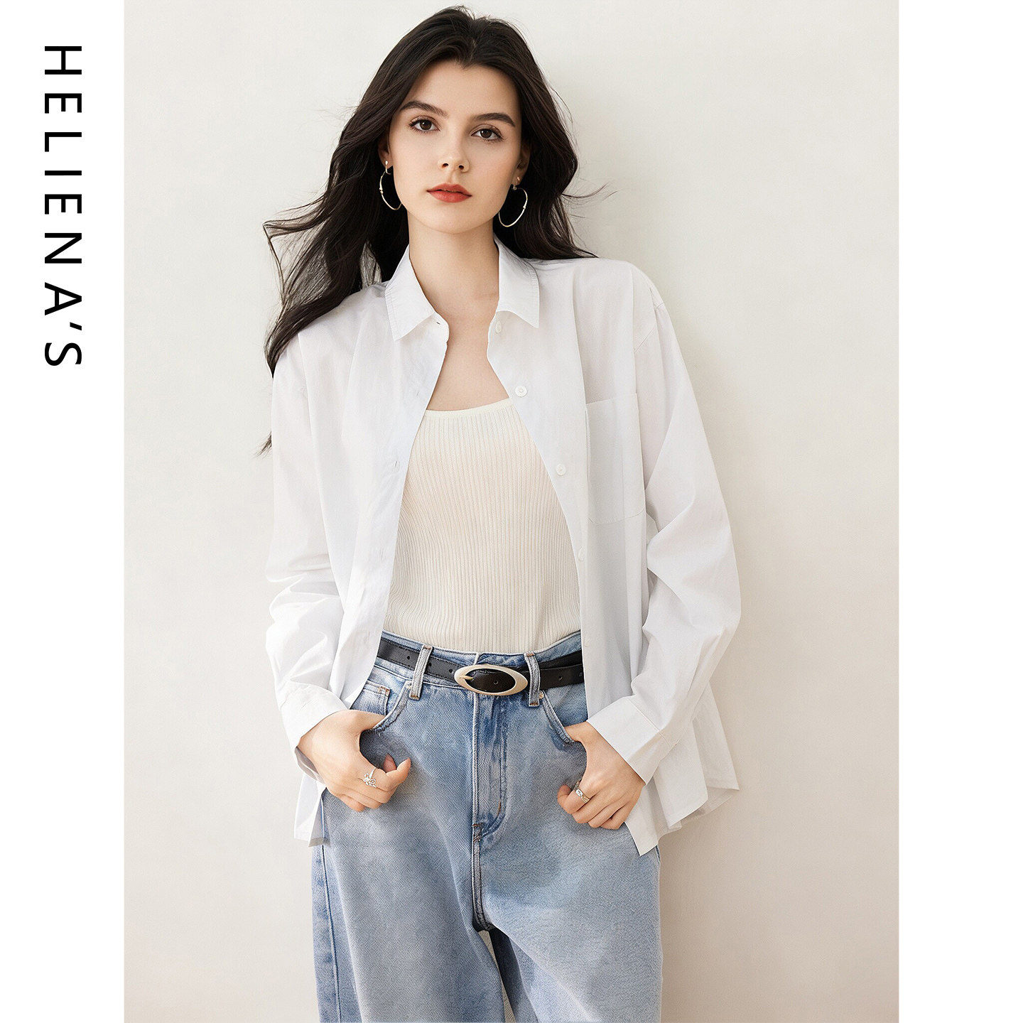 海兰丝2026新款法式气质长袖衬衫女白色通勤百搭衬衣外套松弛感