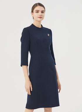 海兰丝连衣裙欧式设计感复古小香风连衣裙2024年冬季新款H233OP03