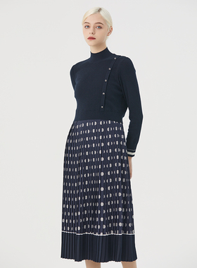 海兰丝连衣裙法式气质小黑裙2024年冬季新款长袖裙子显瘦H233OP04