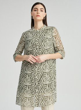 海兰丝2024商场同款长款衬衫法式优雅别致衬衫裙春季新款H232BL02