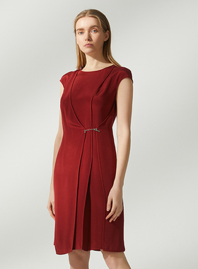 海兰丝奢睿女装商场同款连衣裙时尚连衣裙红色收腰S222OP67