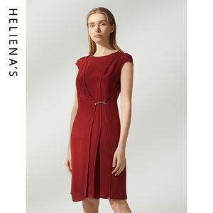 海兰丝奢睿女装商场同款连衣裙时尚连衣裙红色收腰S222OP67