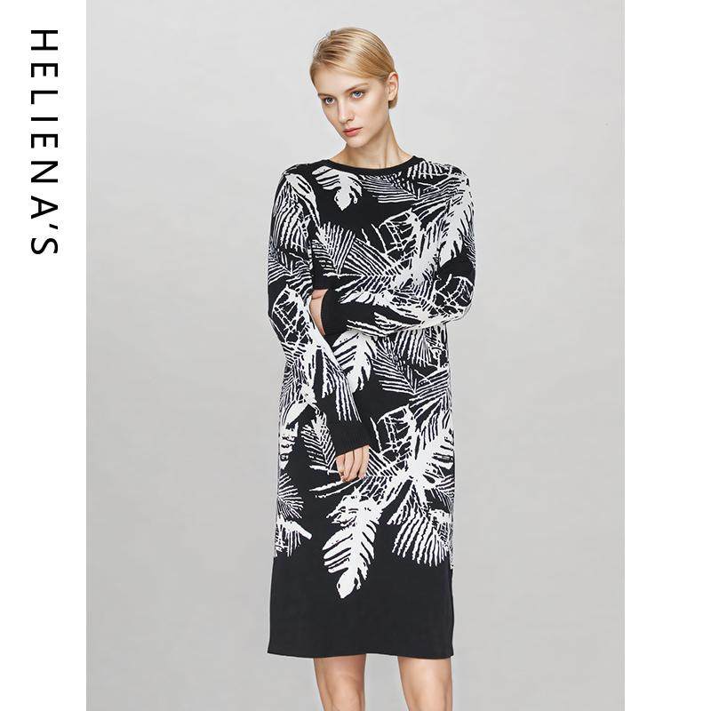 海兰丝碎花时尚裹身裙潮奢针织连衣2024冬季新款显瘦修身连衣裙女