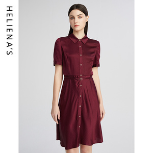 海兰丝真丝法式复古显瘦衬衫裙高级感连衣裙2024夏季新款长裙女